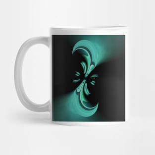 green blue coloured cyclone style design based on twin pointed peaks Mug